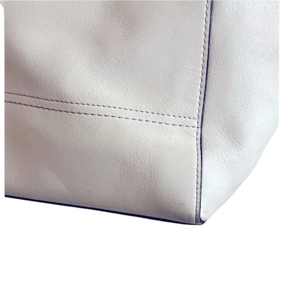 Coach Two-Tone Beige and Light Gray Leather Shoulder Tote with Tassels- Candace - Picture 7 of 12